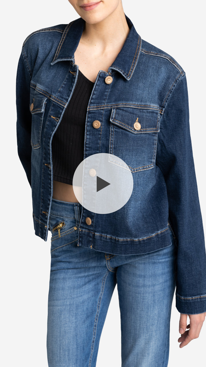 KURTKA JEANS EMMA - piaskowany ciemnoniebieski – RJ Rocks Jeans