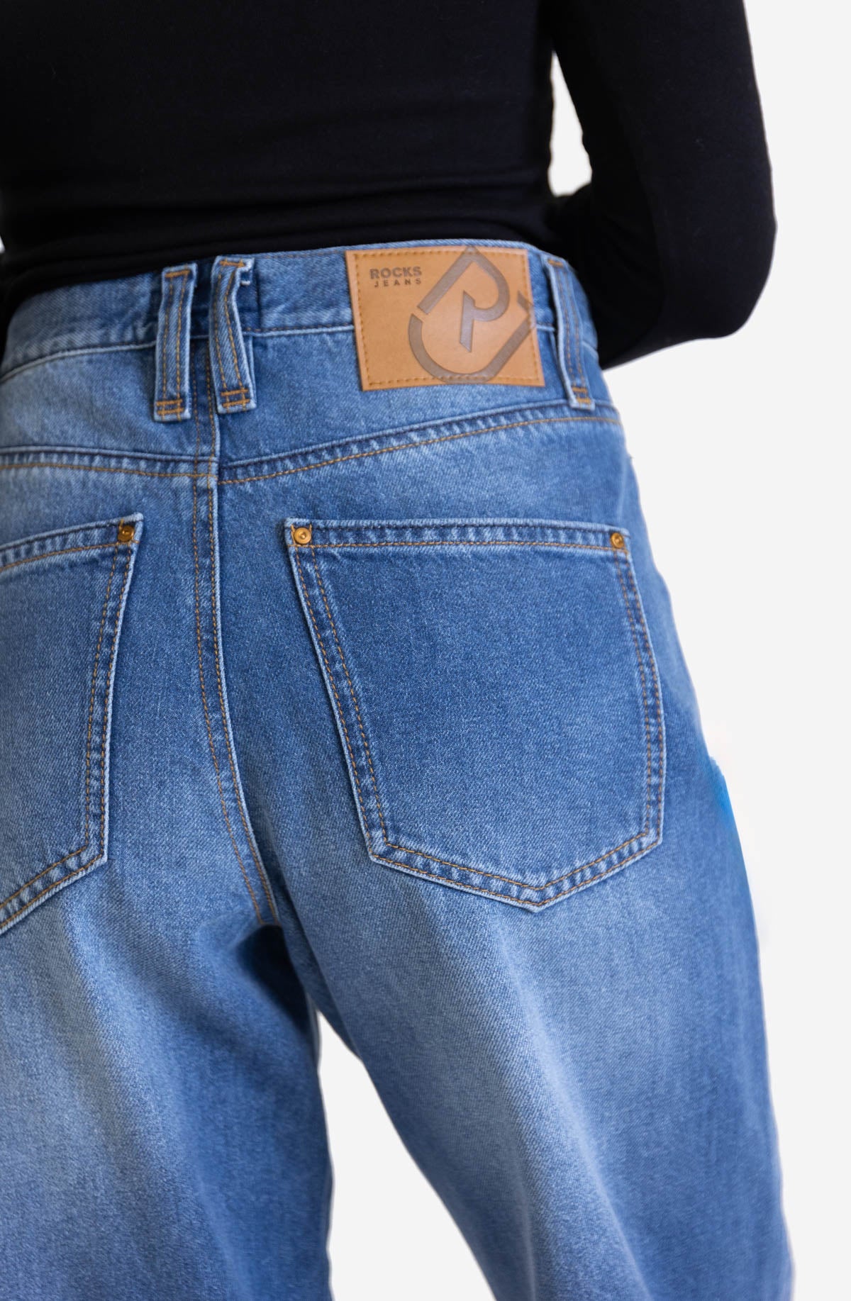 SPODNIE JEANS LUCY - piaskowany ciemnoniebieski – RJ Rocks
