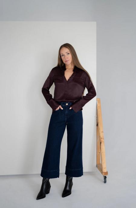 TROUSERS LUCY - dark blue washed